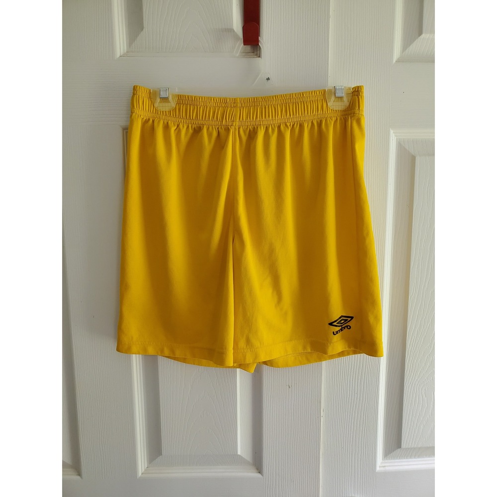 Umbro Premier Mens Soccer Shorts Yellow Athletic Mesh Training Medium 28715